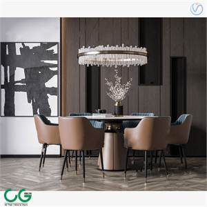 Modern light luxury round dining table and chair combination 3d model